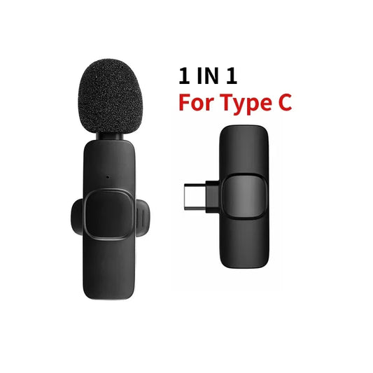 Wireless Lavalier Microphone Portable Audio Video Recording Mini Mic for Iphone Android Live Broadcast Gaming Phone Mic