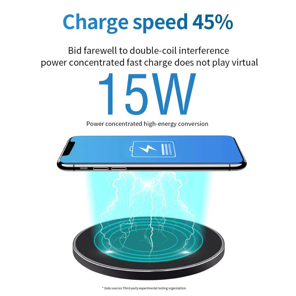 15W Max Wireless Fast Charger Charging Pad for Samsung Phone Buds Iphone Airpods